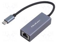 USB to Ethernet adapter; RJ45 socket,USB C plug; USB 3.1; PnP QOLTEC