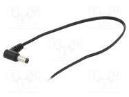 Cable; 2x0.5mm2; DC 5,5/2,1 plug; angled; black-gray,black; 0.25m POS