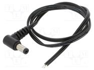 Cable; 2x0.5mm2; DC 5,5/2,1 plug; angled; black-gray,black; 0.5m POS