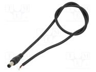 Cable; 2x0.5mm2; DC 5,5/2,5 plug; straight; black; 0.5m; -20÷80°C POS