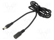 Cable; 2x0.5mm2; DC 5,5/2,1 plug,DC 5,5/2,1 socket; straight POS