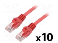 Patch cord; U/UTP; 6; stranded; CCA; PVC; red; 2m; 26AWG; Cores: 8 LANBERG