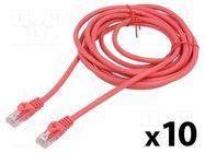 Patch cord; U/UTP; 6; stranded; CCA; PVC; red; 3m; 26AWG; Cores: 8 LANBERG