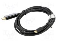 Adapter cable; DisplayPort 1.2,USB 3.2; gold-plated; 3m; black LANBERG