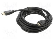 Cable; HDMI 1.4; HDMI plug,both sides; PVC; 5m; black; 30AWG LANBERG