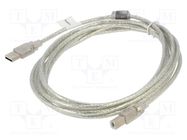 Cable; USB 2.0; USB A plug,USB B plug; gold-plated; 3m; Core: Cu LANBERG