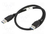 Cable; USB 3.0; USB A plug,both sides; nickel plated; 0.5m; black LANBERG