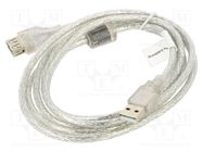 Cable; USB 2.0; USB A socket,USB A plug; gold-plated; 1.8m; 30AWG LANBERG