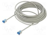 Patch cord; U/FTP; 6a; stranded; Cu; LSZH; grey; 10m; 32AWG; -20÷75°C Goobay