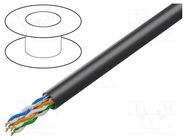 Wire; U/UTP; 4x2x24AWG; 5e; outdoor; wire; Cu; PE; black; 305m LANBERG