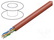 Wire; U/UTP; 4x2x24AWG; wire; CCA; PVC; red; 305m; Øcable: 5.2mm LANBERG