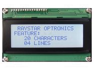 Display: LCD; alphanumeric; STN Positive; 20x4; gray; 98x60x13.6mm RAYSTAR OPTRONICS