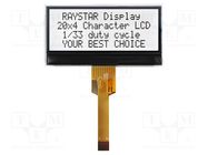 Display: LCD; alphanumeric; COG,FSTN Positive; 20x4; LED; PIN: 12 RAYSTAR OPTRONICS