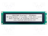 Display: LCD; alphanumeric; FSTN Positive; 40x4; 190x54x13.6mm RAYSTAR OPTRONICS