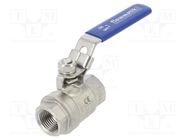 Ball valve; max.63bar; acid resistant steel AISI 316; PTFE PNEUMAT