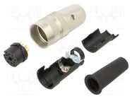 Connector: M16; plug; female; soldering; for cable; PIN: 12; 3A; 32V BINDER