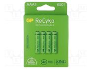 Re-battery: Ni-MH; AAA,R3; 1.2V; 650mAh; ReCyko; blister; Ready2Use GP