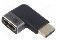 Adapter; HDCP 2.2; HDMI socket,HDMI plug 270°; silver Goobay