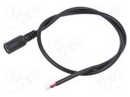 Cable; 2x0.5mm2; DC 5,5/2,5 socket; straight; black; 0.5m; Core: Cu POS