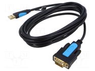 USB to RS232 converter; D-Sub 9pin plug,USB A plug; PVC; 3m VENTION