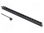 Plug socket strip: protective; Sockets: 16; 250VAC; 16A; black QOLTEC