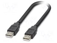 Cable; USB 2.0; USB A plug,both sides; 0.5m; black; Cu; PVC PHOENIX CONTACT
