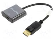 Adapter; DisplayPort plug,HDMI socket; Full HD 1080p; 0.1m; ABS LANBERG