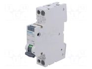 RCBO breaker; Inom: 10A; Ires: 30mA; Poles: 1+N; 230/400VAC; IP20 SIEMENS