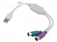 Adapter; PS/2 socket x2,USB A plug; nickel plated; white LANBERG