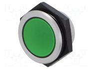 Indicator: LED; flat; green; 24VDC; 24VAC; Ø30mm; IP67; connectors SIGNAL-CONSTRUCT