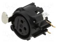 Connector: XLR; socket; female; PIN: 3; angled 90°; THT; black; 6A NEUTRIK