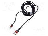 Cable; High Speed,USB 2.0; USB A plug,USB C plug; 3m; black; 2A BASEUS