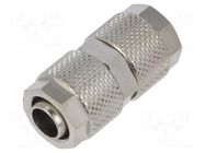 Screw-on fitting; inline splice; max.15bar; nickel plated brass PNEUMAT