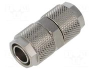 Screw-on fitting; inline splice; max.15bar; nickel plated brass PNEUMAT