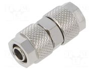 Screw-on fitting; inline splice; max.15bar; nickel plated brass PNEUMAT