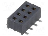 Connector: pin strips; socket; female; PIN: 8; vertical; SMT; 1.27mm SAMTEC