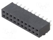 Connector: pin strips; female; PIN: 20; 2.54mm; THT; socket; 2x10 SAMTEC