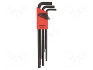 Wrench-set; hex key,spherical; steel; long; 9pcs. BONDHUS