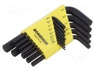 Wrenches set; inch,hex key; ProTanium®,steel; short; 13pcs. BONDHUS