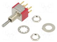 Switch: toggle; Pos: 3; DPDT; ON-OFF-ON; Leads: for PCB; -30÷85°C TE Connectivity