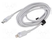 Cable; USB 2.0; Apple Lightning plug,USB C plug; nickel plated VENTION