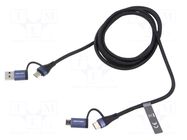 Cable; USB 2.0; USB A plug,USB B micro plug,USB C plug x2; 1.5m VENTION