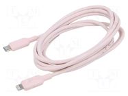 Cable; Apple Lightning plug,USB C plug; nickel plated; 2m; pink VENTION