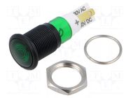 Indicator: LED; prominent; green; 230VAC; Ø12mm; IP50; connectors SIGNAL-CONSTRUCT