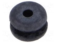 Grommet; Ømount.hole: 5mm; Øhole: 2mm; black; Panel thick: max.2mm ESSENTRA