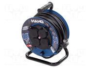 Extension lead; 3x1.5mm2; reel,Schuko; Sockets: 4; rubber; black PLASTROL