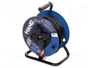 Extension lead; 3x1.5mm2; reel,Schuko; Sockets: 4; rubber; black PLASTROL