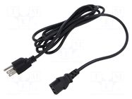 Cable; 3x18AWG; IEC C13 female,NEMA 5-15 (B) plug; 3m; black; 10A POS