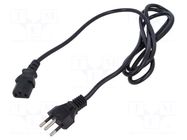 Cable; 3x0.75mm2; IEC C13 female,NBR 14136 (N) plug; PVC; 1.8m POS