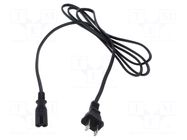 Cable; 2x18AWG; IEC C7 female,NEMA 1-15 (A) plug; PVC; 1.8m; 10A POS